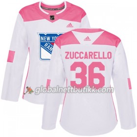 New York Rangers Hockeydrakt Mats Zuccarello 36 2017-2018 Hvit Rosa Fashion Adidas Authentic - Dame